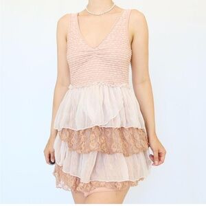 Rachael and Chloe pink and white lace mini dress size xs